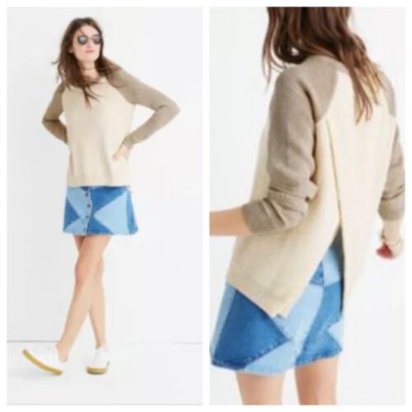 MADEWELL - Province Cross-Back Pullover Sweater in Colorblock - Picture 1 of 6